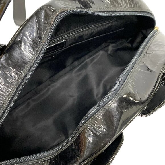 Auth DIOR/ChristianDior Double saddle bag / Trotter Black Patent Leather Handbag - Picture 15 of 16
